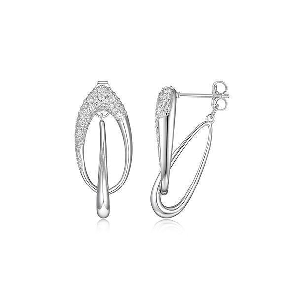 ER2LCK4-W "Caramel" Interlocking Oval Link with Pave Cubic Zirconia Stud Earrings