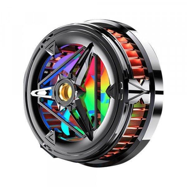 Magnetic Gaming Phone Cooler Fan with RGB Lights - Fast Cooling for Mobile Devices X18 for Universal Cell Phone And Bluetooth Device - Black
