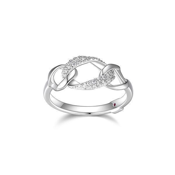 RR4LAE7-W-8 "Ovation" Oval Link with Pave Cubic Zirconia Ring - Silver