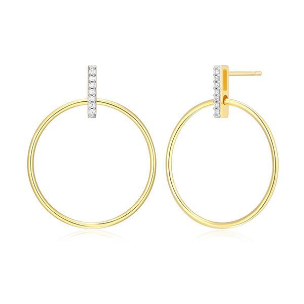 CJ Monte sterling silver lab­-created diamond 24mm open circle bar earrings