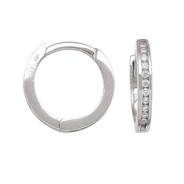 10K Silver Cubic Zirconia Hoop Earrings