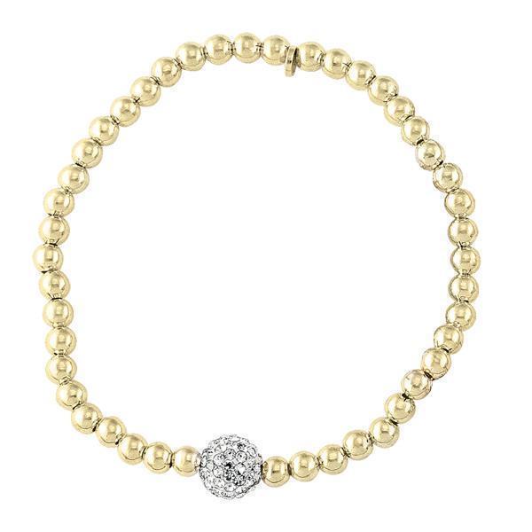 Sterling Silver Fashion Bracelet with CZ ball - Gold