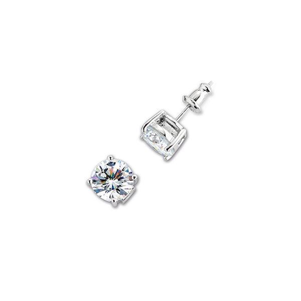 ER2LBDQ-W "Core Essentials " Sterling Silver 8mm Round Cubic Zirconia Stud Earrings