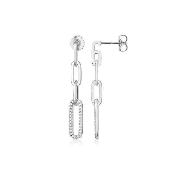 ECGR2Q0930-W Diamondlite Sterling Silver "PAPERCLIP" 3.5mm Link Dangle Earrings