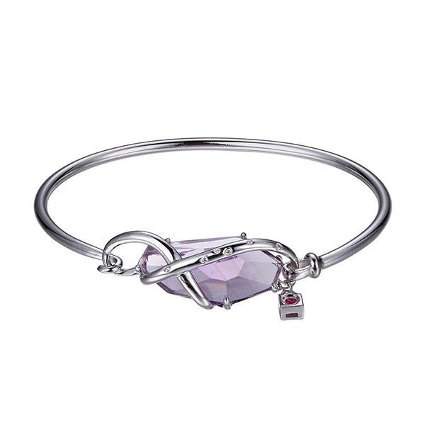 BR1LADG2-W-6.75 Bouquet Brazilian Amethyst and Cubic Zirconia Bangle Size 6.75