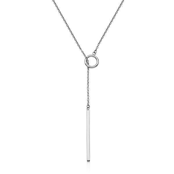 CJ Steelx Circle and Bar Lariat Necklace - Silver