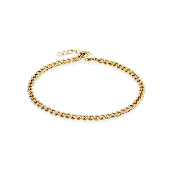 CJ Steelx 4mm Curb Chain Anklet - Gold