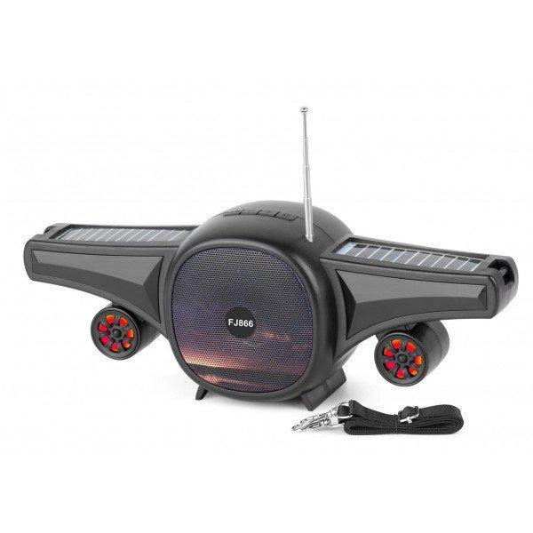 Cool Jet Airplane Colorful Portable Stereo Bluetooth Wireless Speaker with Solar Panel KIFJ866 for Universal Cell Phone And Bluetooth Device - Black