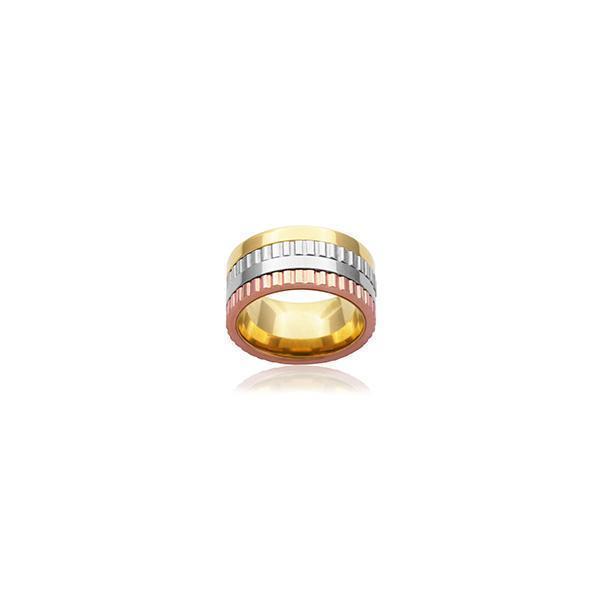CJ Steelx Tri-Tone Ring with Texture - Size 8