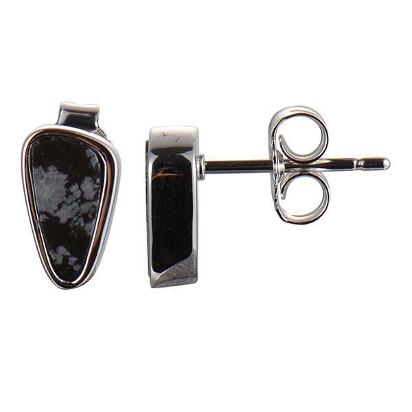 ER2LBY4AJ-W Sterling Silver Snowflake Obsidian Post Earrings