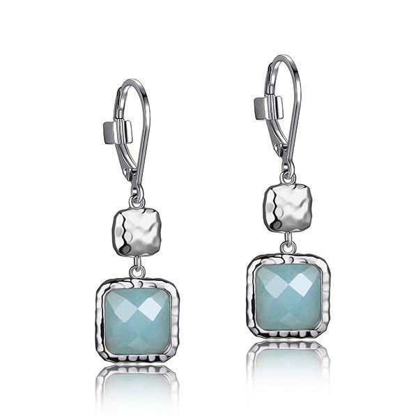 ER2LC7CAL-W Sterling Silver Green Amazonite Dangle Leverback Earrings