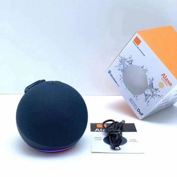 Compact Round Ball Bluetooth Speaker with Ambient LED Lighting - Portable Wireless Audio Alaxe for Universal Cell Phone And Bluetooth Device - Blue
