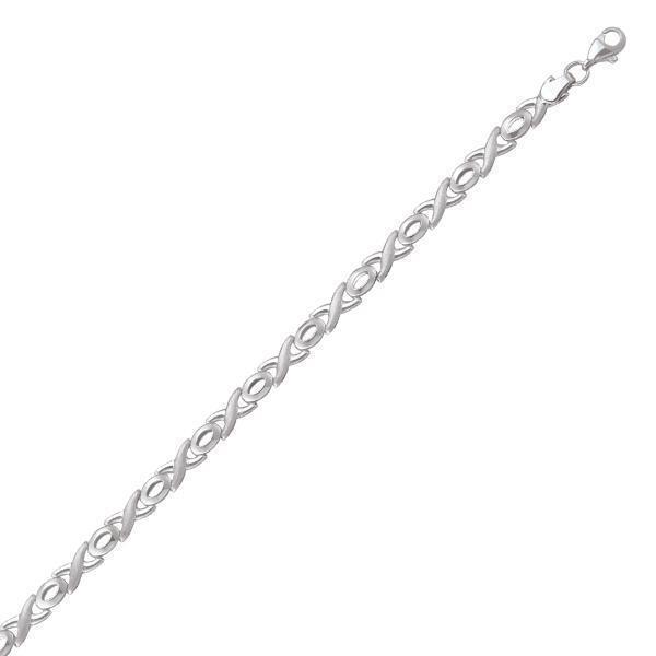 10K Silver Cross and Oval Shaped Link Bracelet