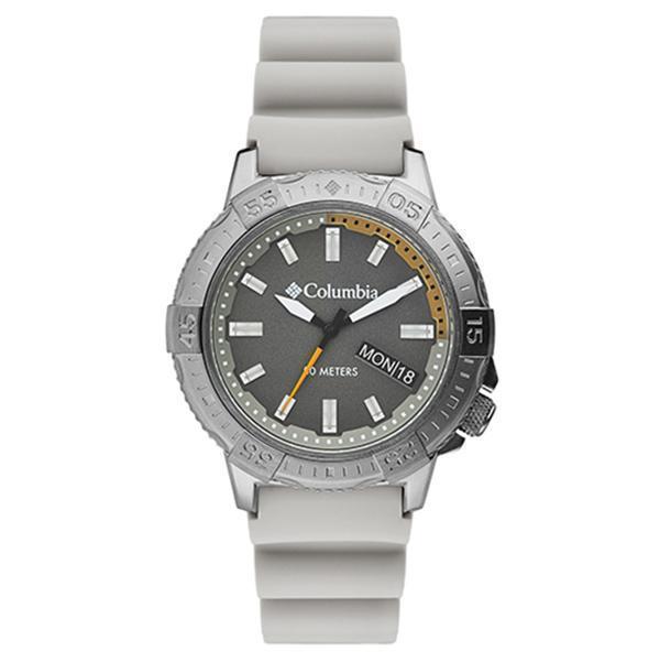 Peak Patrol Gray 3-Hand Day Date Khaki Silicone Watch
