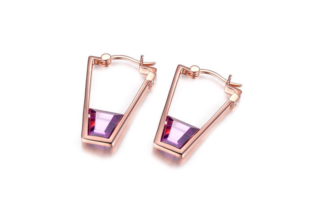 E32LC3A-P Paradox Purple Red Cubic Zirconia Hoop Earrings