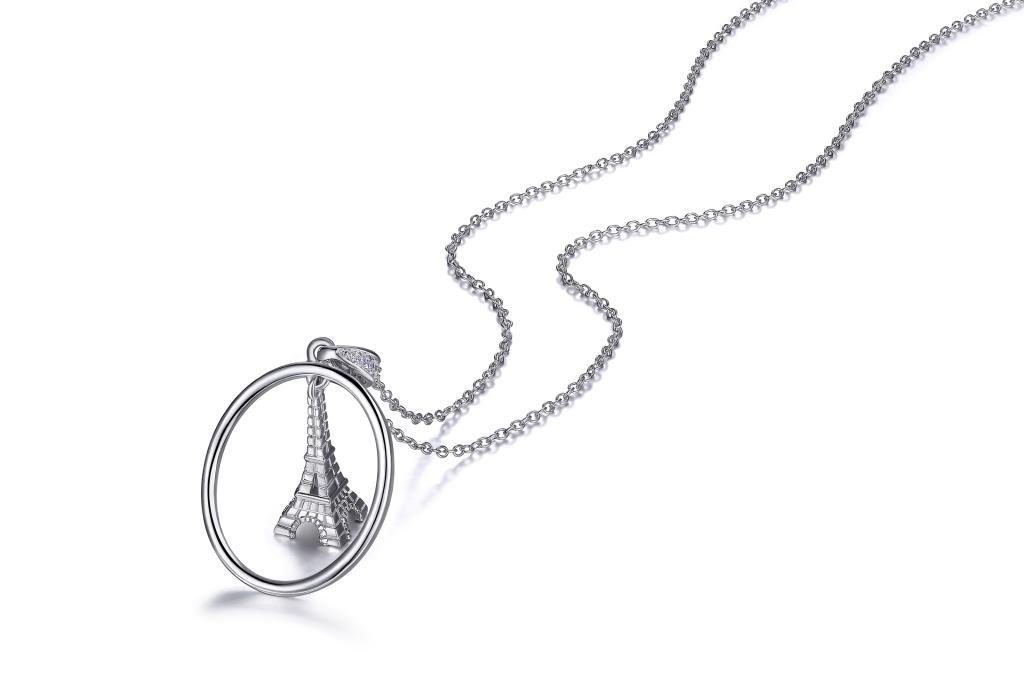 NR0LB51-W Eiffel Tower Pendant Necklace