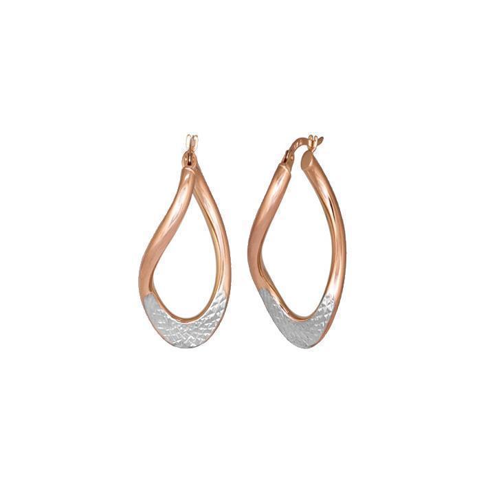 10K Two-Tone Gold Twisted Oval Earrings