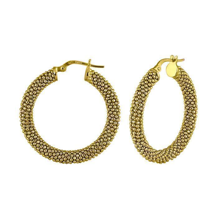 Italian Gold Plated Sterling Silver Popcorn Hoop Earrings