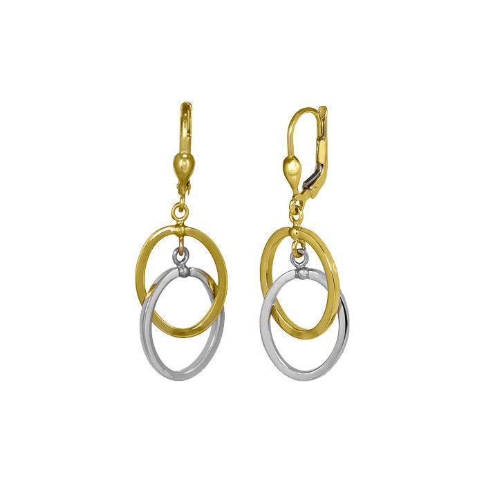 10K Two-Tone Gold Double Loop Earrings