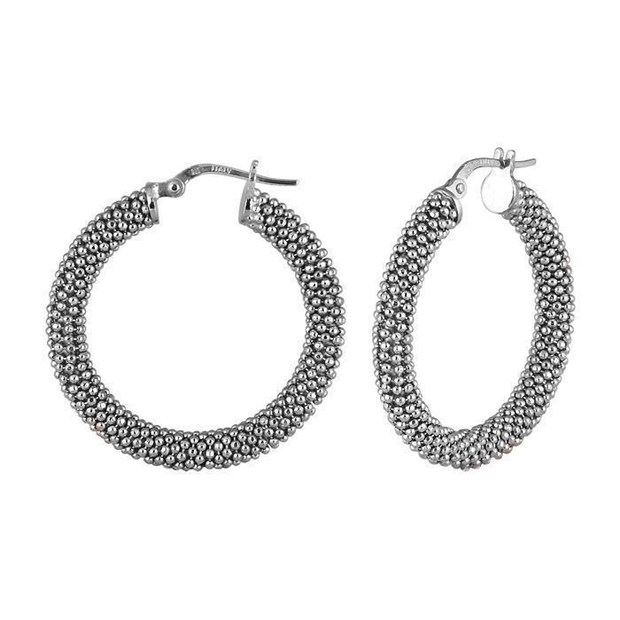 Italian Sterling Silver Popcorn Hoop Earrings