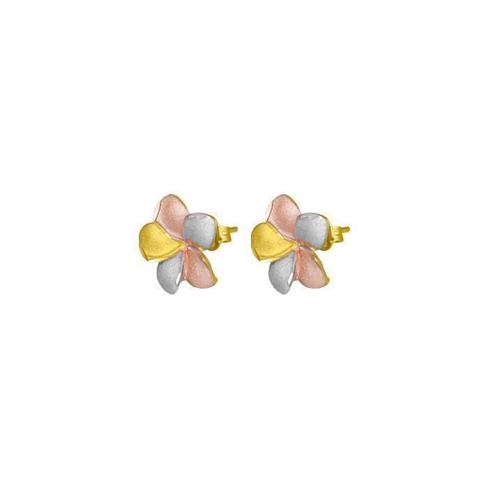 10K Tri-Colour Gold Flower Stud Earrings