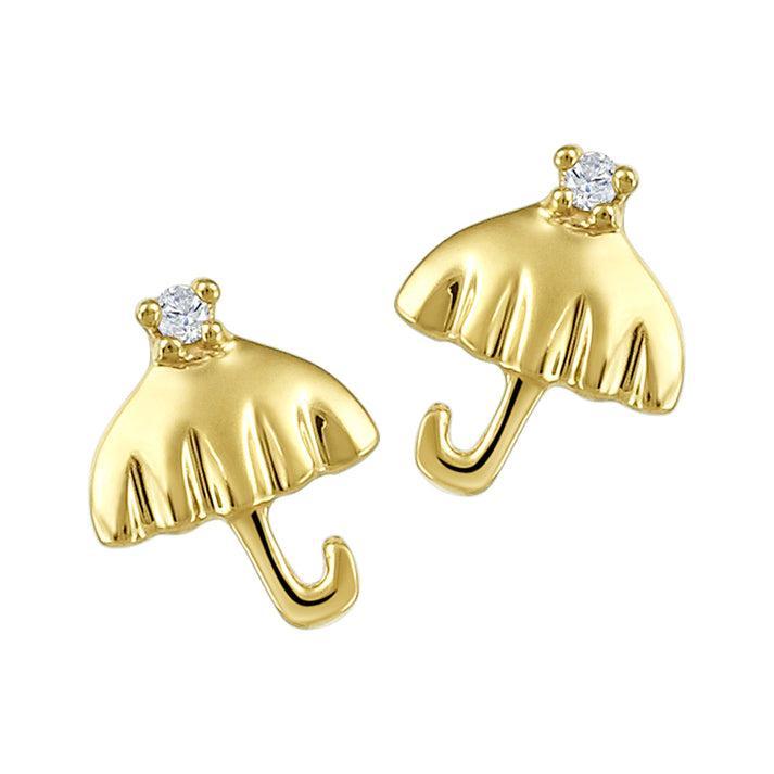 CJ Diamond 14k Gold Umbrella Earrings  - Gold