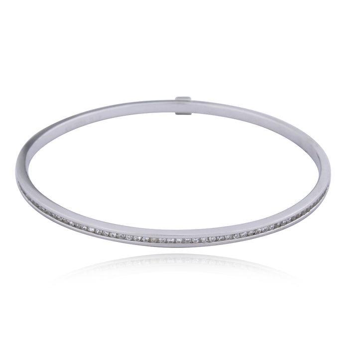 BR1L6090-W-8 Cubic Zirconia Channel Set Bangle Bracelet Size 8