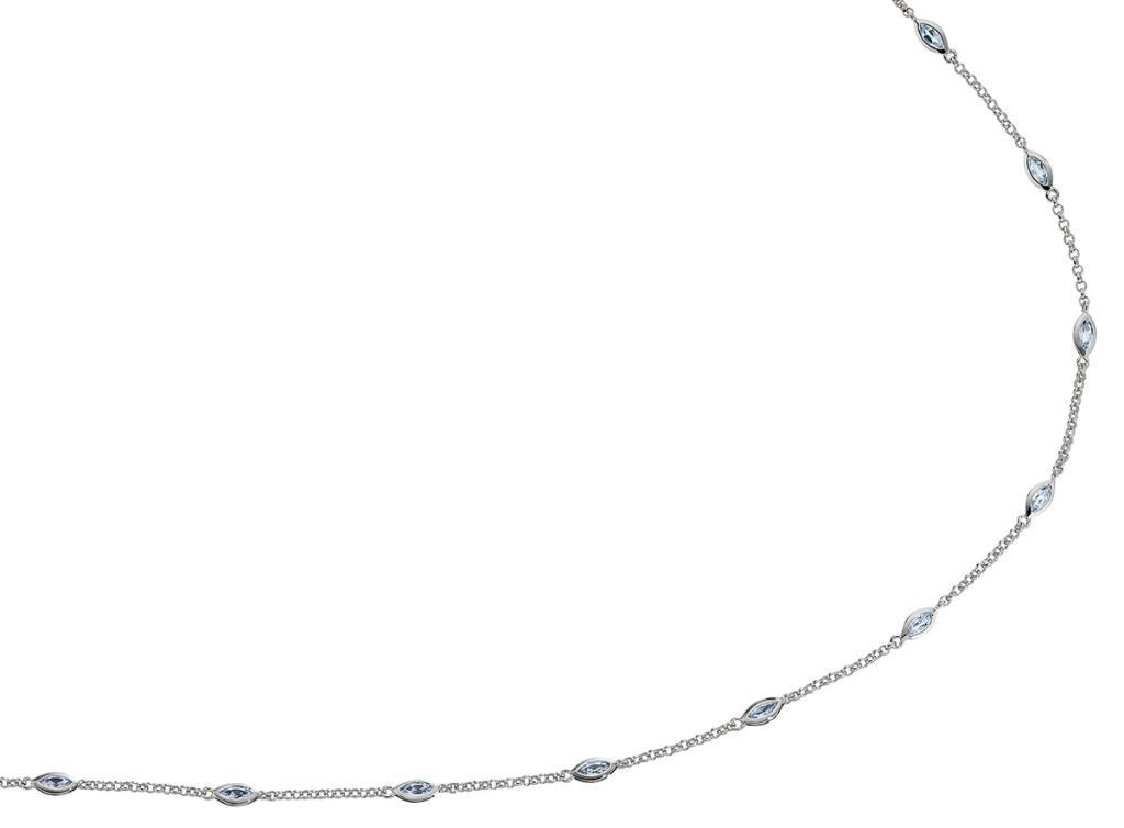 NR0LACW-W Ambrosia Sky Blue Topaz Station Necklace