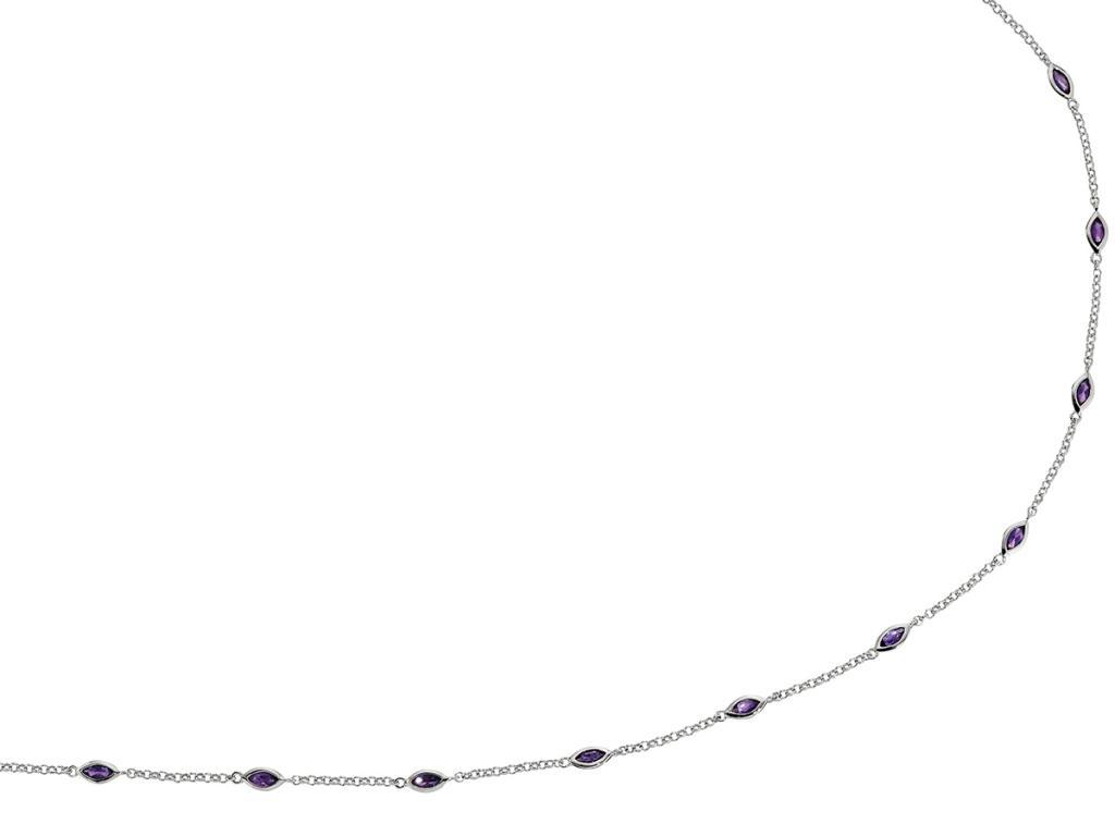 NR0LACW1-W Ambrosia African Amethyst Station Necklace