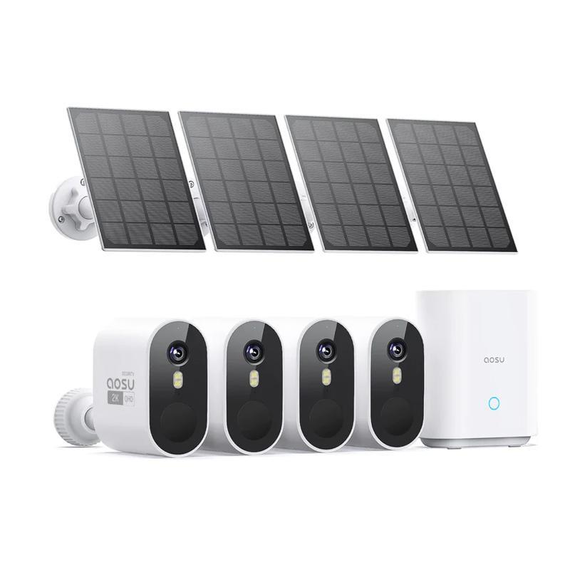 MSAOSU-C7P-4H C7P-4H 3MP 4pcs Solar-Powered Dual Band Wi-Fi Cameras with Spotlight