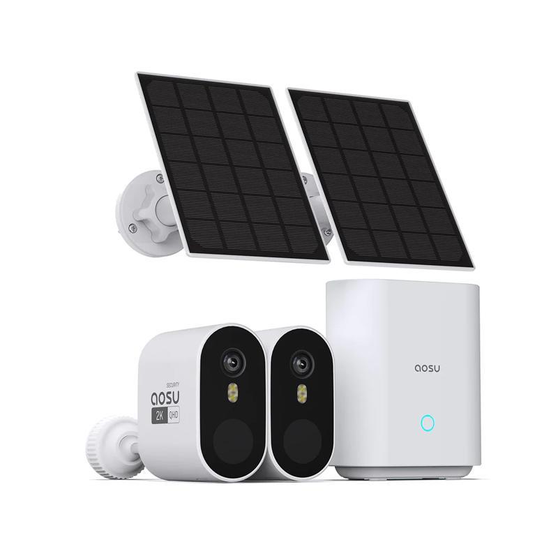 MSAOSU-C7P-2H C7P-2H 3MP 2pcs Solar-Powered Dual Band Wi-Fi Cameras with Spotlight