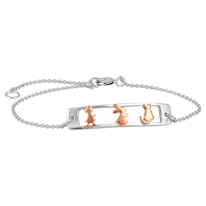 CJ Diamond 18k Gold Kid and Pet Baby Bracelet - Pink and SIlver
