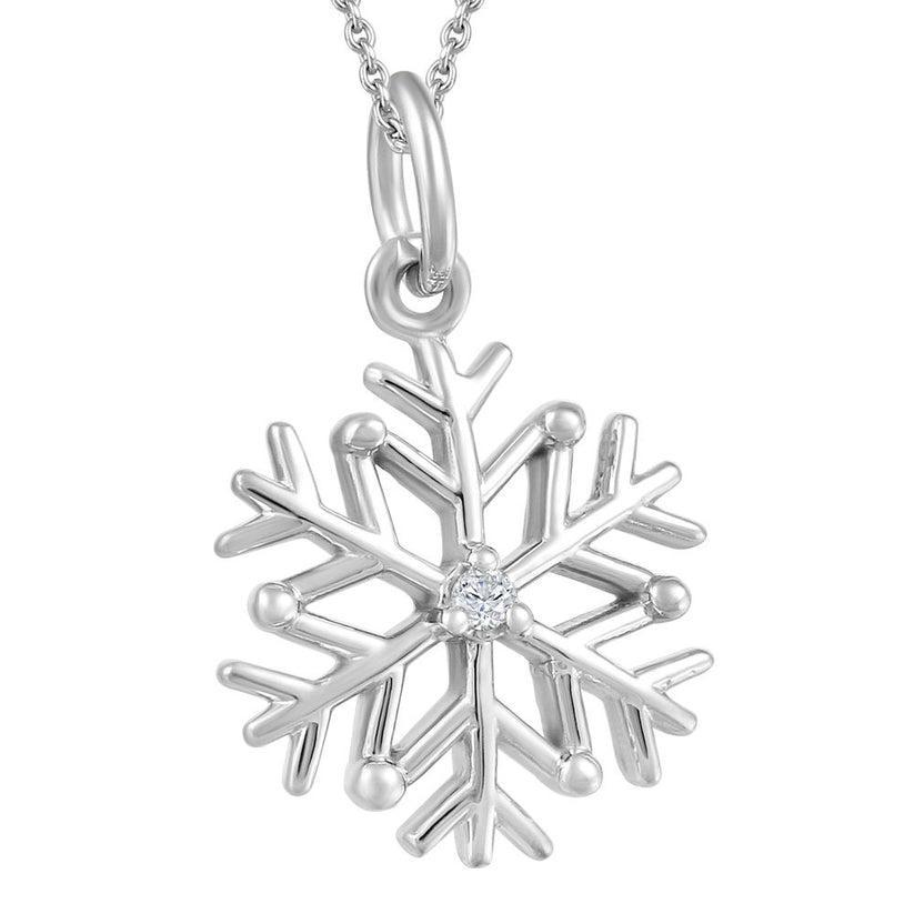 CJ Diamond 14k Gold Snowflakes Pendant - SIlver