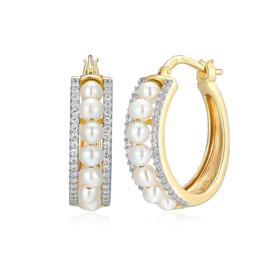 ECGS2Q0EC-Y Venus White Pearl Off Round Hoop Earrings