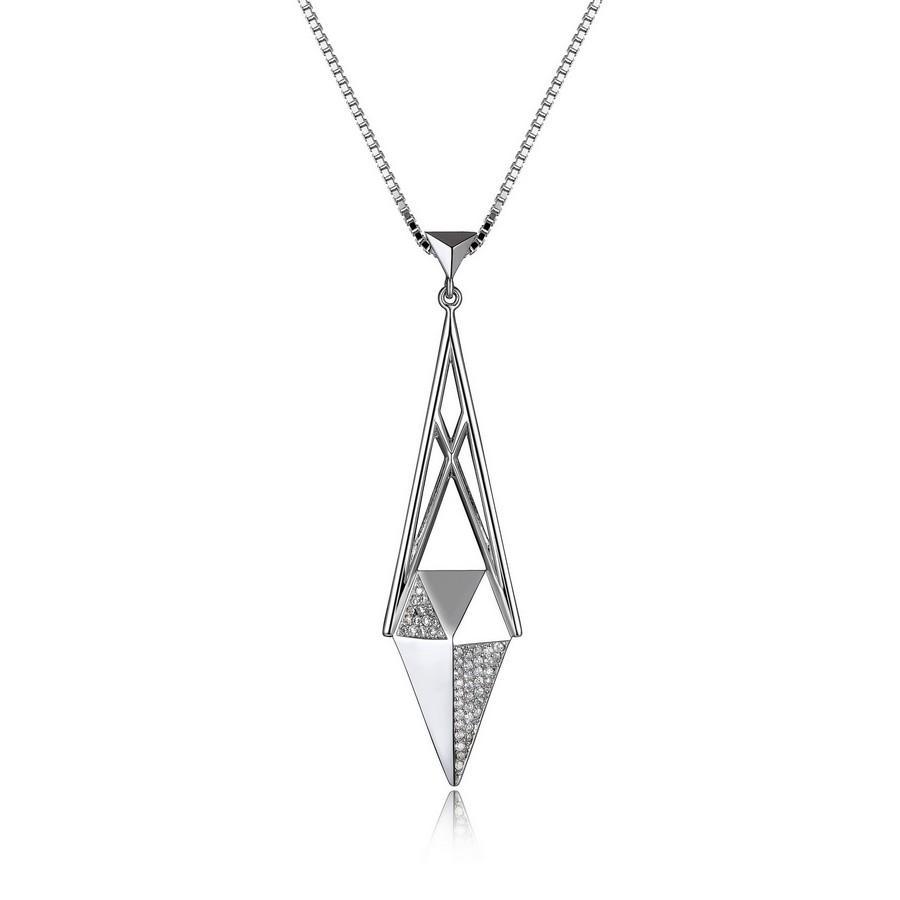 NR0LB6G-W Stiletto Large Spear Cubic Zirconia Necklace