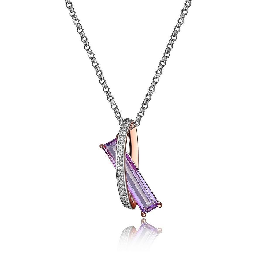 NR0LB6C-P Revolution Purple Mystic Quartz and Cubic Zirconia Necklace