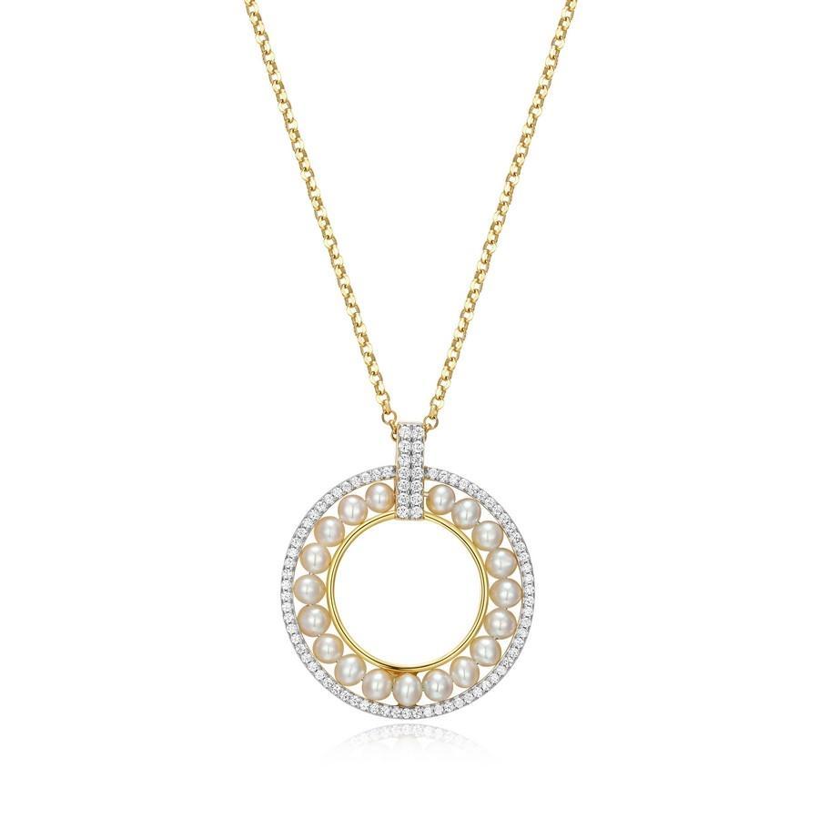 NCGS0Q0CD-Y Venus White Pearl Off Round Pendant Necklace