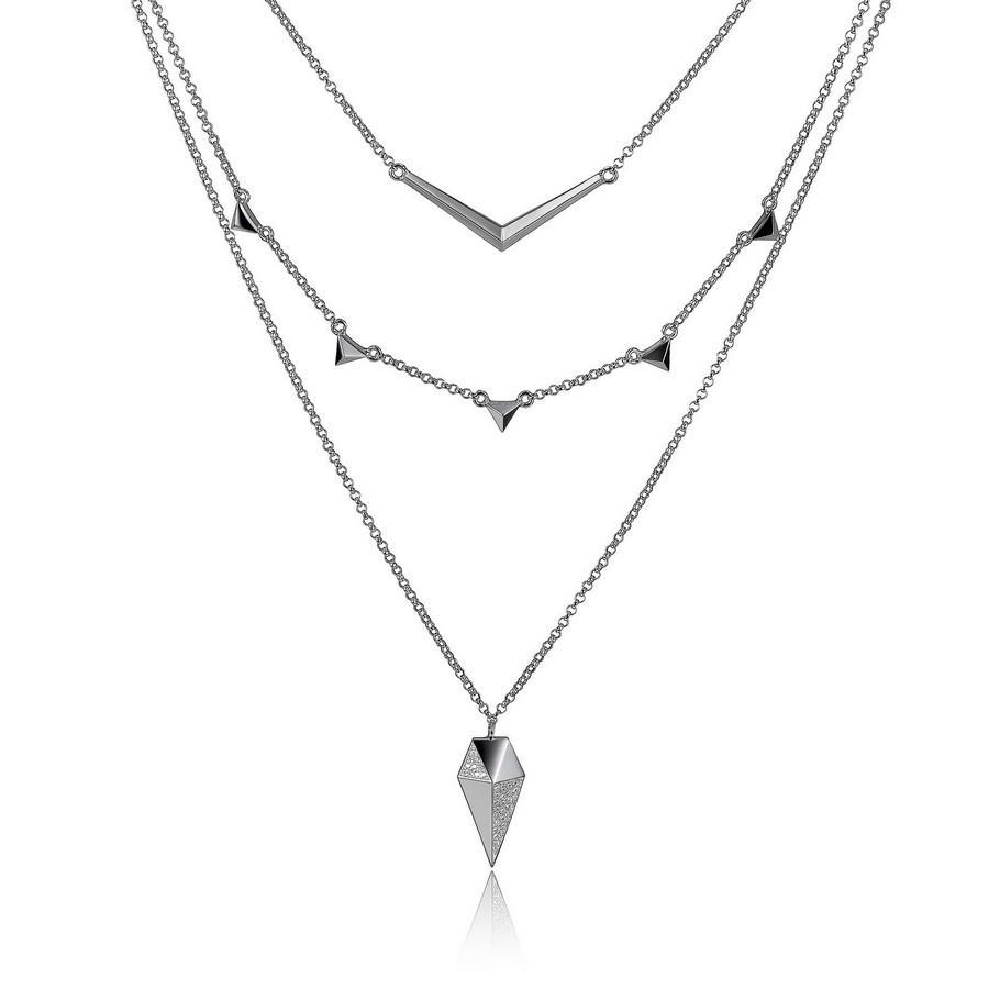 NR0LB6S-W Stiletto Interchangeable Three Layer Necklace