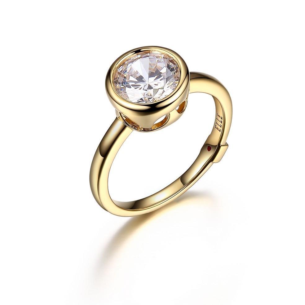 R34LA7U-Y-7 Promise Bezel Set Cubic Zirconia Solitaire Ring Size 7