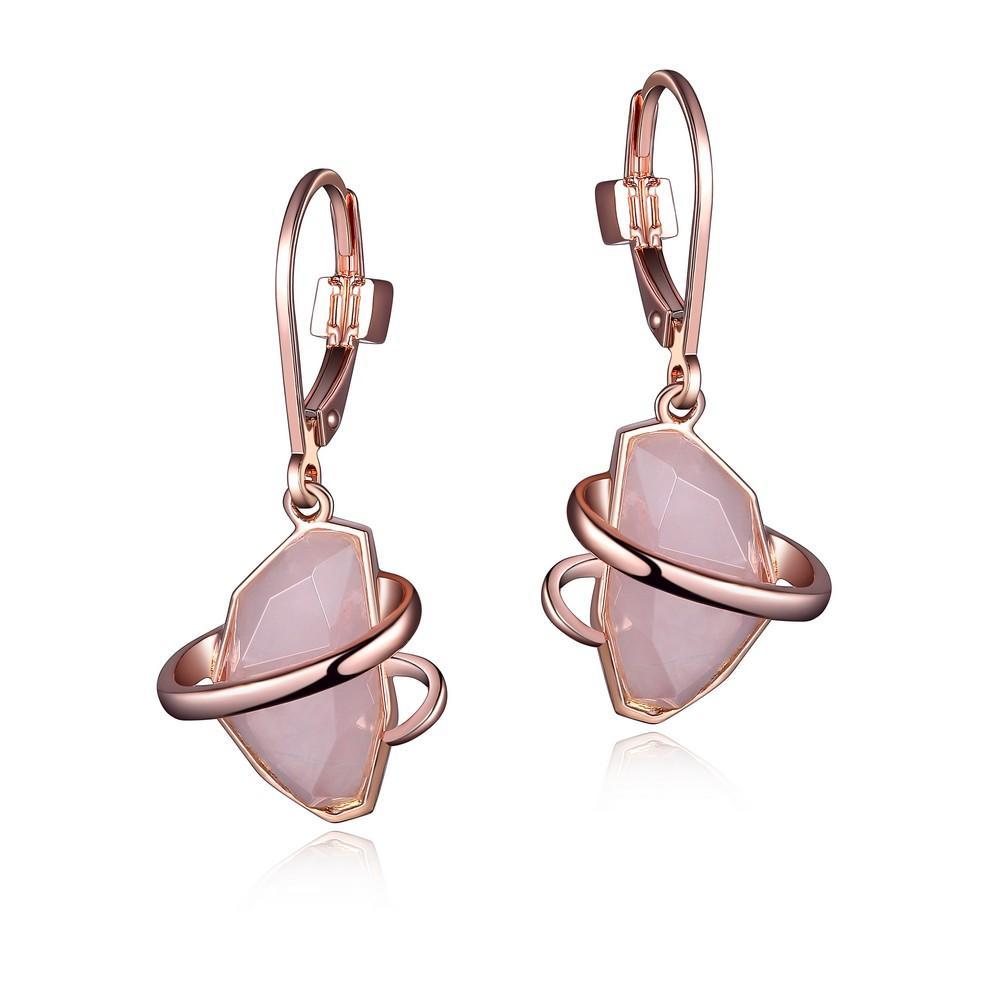 E32LC63-P Bouquet Dark Rose Quartz Lever Back Earrings